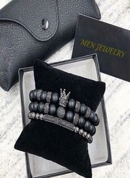 2PCSSet Uxury Fashion Crown Charm Blacelet Natural Stone for Women and Mens Pulseras Masculina sieraden Geschenk vakantie Valentine1279925