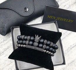 2pcSset Uxury Fashion Crown Charm Bracelet Stone naturel pour femmes et hommes pulseras masculin bijoux de vacances Valentin809977