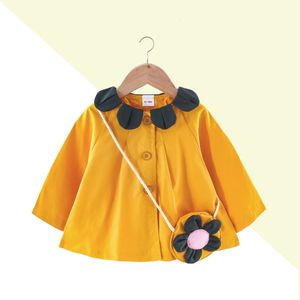 2 piezas bebé niña chaqueta primavera cortavientos otoño niños pétalo sólido solo pecho rompevientos bolsa de flores 240220