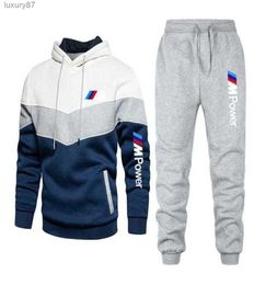 2 -stuk Men039S BMW Gedrukte sportkleding Hoodie en broek Casual Novely8136019