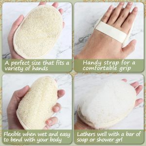 2Pieces van exfoliërende sponskussen Natuurlijk handdoek Sponge spons Scrub Body Gloves voor mannen en vrouwen, geschikt voor badende spa