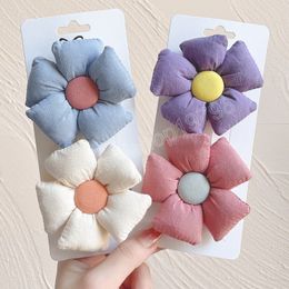 2 Teile/satz 3 Zoll Baumwolle Gefüllt Sonnenblumen Haar Clip Kopfbedeckung Blume Kopfschmuck Handgemachte Haarnadel Barrettes Kinder Haar Zubehör