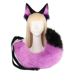 2 stuks Wolf Staart Oren Hoofdband Set Halloween Kerst FancyParty Kostuums Speelgoed Cadeaus voor Vrouw Mannen Cosplay 240312