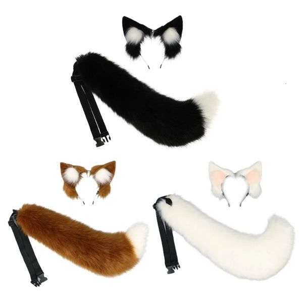 2 piezas Wolf Tail Ears Diadema Set Halloween Navidad FancyParty Disfraces Juguete Regalo para mujer Hombres Cosplay 240312