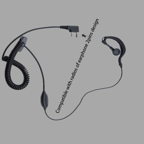 Casque d'écouteur 2pin PTT avec microphone talkie-walkie crochet d'oreille interphone écouteur pour la marque radio bidirectionnelle de chine