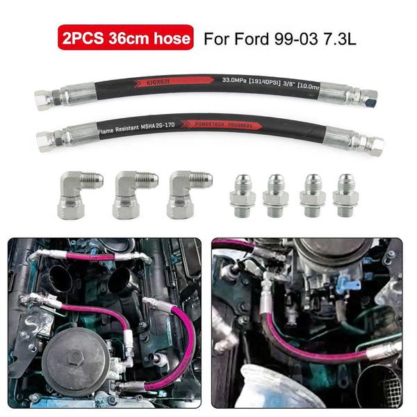 2psc 36cm para Ford 99-03 7.3L Powerstroke bomba de aceite de alta presión HPOP mangueras conjunto de líneas de coche