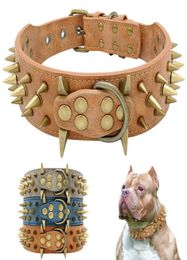 Halsband met puntige studs en een breedte van 2quot voor middelgrote honden Pitbull Duitse herder PU-leer Halsbanden voor huisdieren Cool Fashion 211006257n3168662