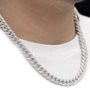 2ROWS 10 mm Cabina de cadena cubana Collar Miami Gold Silver Men's Cuban Link Hip Hop Rapper Moissanite Miami Cuban