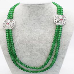2ROWS Green Jade Round 8 mm Collar al por mayor 26-28 pulgadas Beads al por mayor