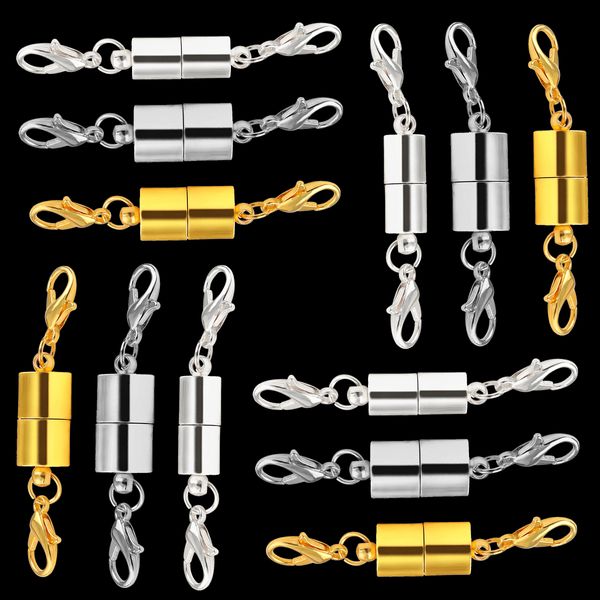 Sujetadores de 2 sets hebilla magnética fuerte con langosta brochadores de cuero pulsera collar de cable de cuero conectores de broche de bricolaje joyas de bricolaje