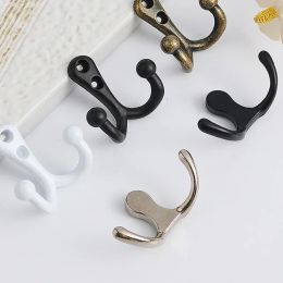 2sets Double Heads Hook Wall/Door Mounted Hanger w/screws Black/Silver/Antique Bronze Coat/Key/Bag/Towel/Hat/Mask Holder 55mm