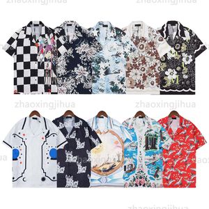 hombres Amirri camiseta conjunto botón arriba estampado de un solo pecho para hombre hawaii floral camisas casuales y mujeres cortas sueltas seda amari camisa camisetas pantalones cortos de playa de arena