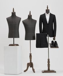 2 Stil männlicher Mannequin-Körper, halblanges Modell, Anzug, Hose, Hosenständer, Display, Bekleidungsgeschäft, Holz, Dase, verstellbare Höhe, ONE PIE2180811