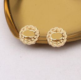 2 estilos Simple 18K chapado en oro Marca de lujo Diseñadores Letras Ear Stud 925 Plata Geométrica Mujeres Círculo Cristal Rhinestone Perla Pendiente Joyería