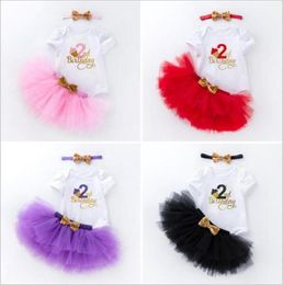 2t Kleding voor Meisjes 3st 1e Verjaardag Baby Romper Top Tutu Rok Jurken en Hoofdband Outfits Sets fit 024 Months280i6168309