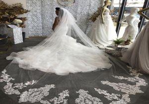 2t Vestido de Noiva Boda Velo Catedral Longitud 3M Long Lace Lace Apliqued Bridal Veil Accesorios con Comb7799858