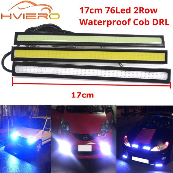 2X 17cm blanco azul COB DRL LED DC 12V 76 Leds 2 filas luz de circulación diurna Auto lámpara luces externas impermeable antiniebla coche Led