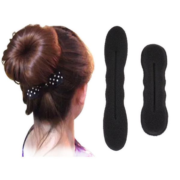 2x schwarzer magischer Schaumschwamm für Haarstyling, Donut-Brötchen-Maker, ehemaliges French-Twist-Werkzeug #R48