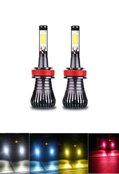 2 ampoules LED DRL pour voiture, 30W, H8, H9, H11, H27, 881, 880, HB3, 9005, HB4, 9006, antibrouillard, blanc, doré, bleu, double couleur, 12V9064217