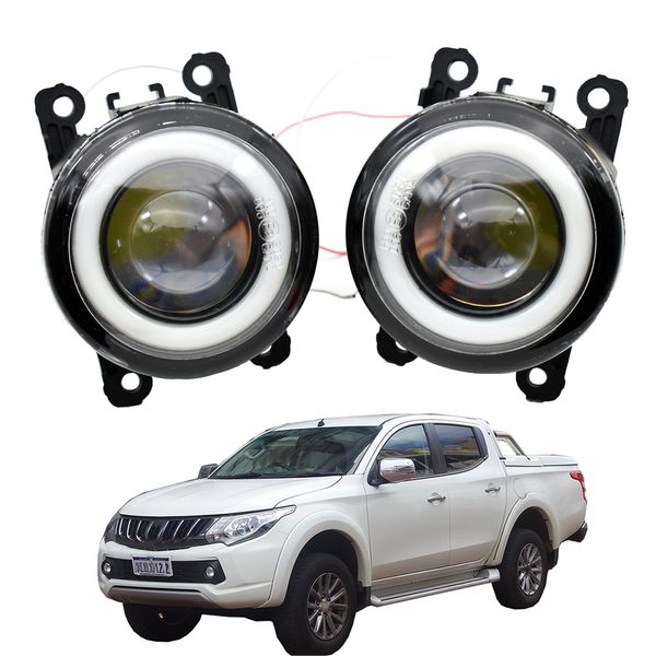 2x luz antiniebla LED para coche, Bombilla de ojo de Ángel, DRL frontal, circulación diurna, 12V, para Mitsubishi Triton Strada 2005-2018