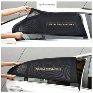 2x voiture polyester fenêtre latérale arrière maille pare-soleil pare-soleil couverture bouclier UV protecteur améliore l'intimité 54 cm x 92 cm s'adapte à la plupart des modèles de voiture