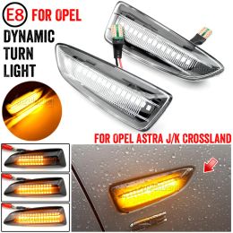2x auto -zijmarkering Lichten Dynamische LED Turn Signal voor Opel Vauxhall Astra J K Crossland X Insignia B Zafira Side Fender Lamp