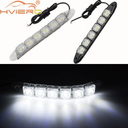 2x Auto Styling DRL Daytime Running Lights 6LED White Waterproof Bright Flexible Driving Fog Bulb Waarschuwingslamp DC 12V Auto LED