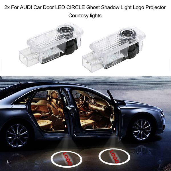 Livraison gratuite 2x pour porte de voiture AUDI LED CIRCLE Ghost Shadow Light Logo Projecteur Lumières de courtoisie