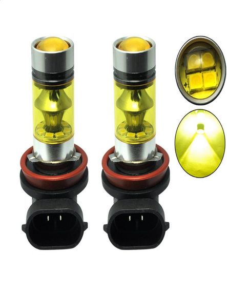 2x H11 H8 4300K Amber jaune 100W LED 20SMD Projecteur Fog Conduite Running Bulbe pour le style de voiture automatique 1548990