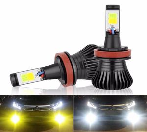 2x H11 H8 H9 LED FOG ÉVALBE LAMBRE DRL DUAL DUAL COLORWHITE ET JAUNE EN ONE DESIGNE BLANCE ET AMBRE LY 12V 2800LM AUTO 8022510