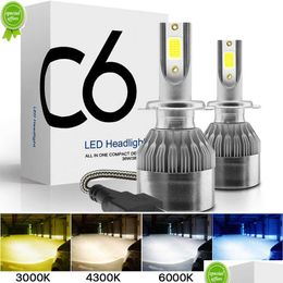 Phare de voiture Led H7 H11 H4 Hi/Lo H1 H3 H8 Hb1 Hb3 Hb4 Hb5 Hir2 H13 H27 9005 9006 Bbs 3000K 6000K 8000K Cob C6, livraison directe Dhvm7