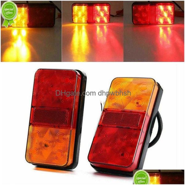 2X Led Kit de feux arrière étanches Rv camping-car remorque camion clignotant arrière lampe plaque d'immatriculation lumière inverse 12V livraison directe