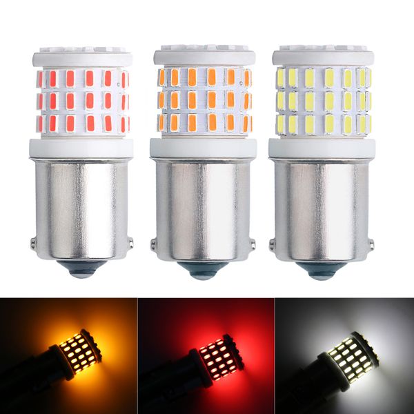 2X S25 1156 BA15S P21W 3014 57smd bombillas LED luz de estacionamiento de freno de señal de giro de coche 6000K 1200LM blanco rojo amarillo lámpara de marcha atrás 12V