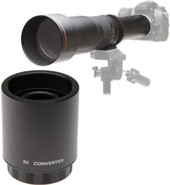 Convertidor de lente de aumento teleconvertidor 2X para montura T 420-800 mm 650-1300 mm 500 mm 800 mm 900 mm Espejo Teleobjetivo Lentes con zoom Cámara SLR Lentes digitales con montura T