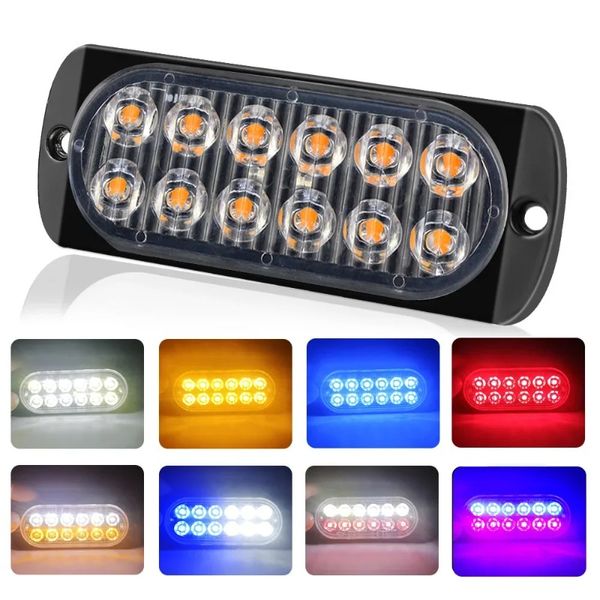 2 feux stroboscopiques LED 12V 24V 6smd pour camion, Grille lumineuse clignotante, lampe de balise de voiture, ambre jaune blanc, feu de circulation