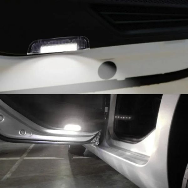 2x LED blanche LED Porte arrière courtoisie Lumières sous des lampes d'avertissement pour VW Passat B6 B7 Golf 5 6 Plus Jetta Touareg Eos Scirocco Skoda