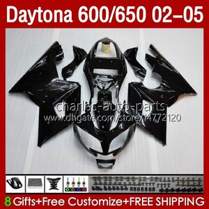 Carrosserie OEM pour Daytona 650 600 CC 600CC 650CC 02 03 04 05 Bodys 132No.2 noir brillant Daytona650 Daytona-600 2002-2005 Daytona600 2002 2003 2004 2005 Kit de carénage