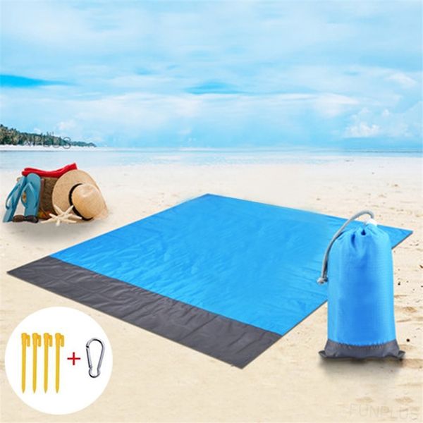 2x2.1m Portable Pique-Nique Tapis De Plage Poche Couverture Étanche Pliant Léger Camping En Plein Air Sable 220104