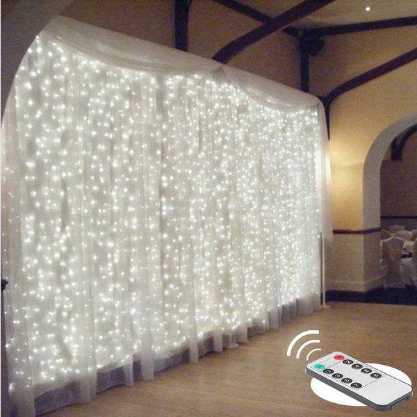 2x2/3x3/6x3 LED Icicle Fairy String Light Christmas LED Garland Wedding Party Lights Control remoto Cortina Jardín Patio Decoración 211015