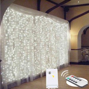 2x2 / 3x3 / 6x3m LED-gordijn fairy lights Christmas Remote 220V Party Party Wedding Window Decor String Lights Openlucht voor jaar 211122