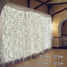 2x2 3x3 LED Icicle Gordijn Fairy String Light Christmas Lights Garland voor Bruiloft Home Window Party Decor