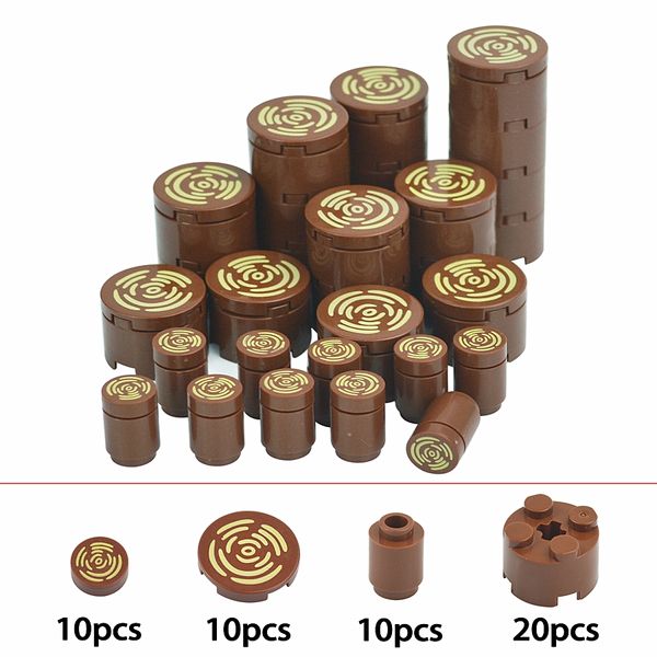 2x2 avec arbre Stump Wood Grain Modèle MOC Tile Round 1x1 Briques lisses Pièces Assemblages Blocs Buildings 14769PB196 98138PB042