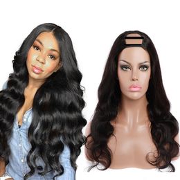 Ishow 2x4 U Part Wig Yaki droit pour femmes de tous âges corps lâche profond sans dentelle perruques brésiliennes vierges cheveux humains perruques eau bouclée couleur naturelle 8-26 pouces