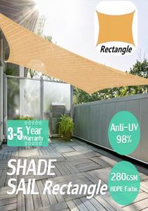 2x5m Zware Waterdichte Zon Zonnezeil Outdoor rechthoekige Luifel Luifel Tuin Tent Schaduw Zon Onderdak8932693