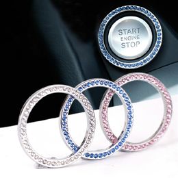 2 llaveros de encendido de cristal para coche, empuje automático para iniciar, cerradura decorativa con diamantes de imitación, anillos de ojo de cerradura 276i