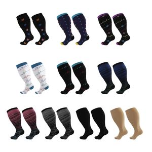 Chaussettes de compression 2xl / 3xl / 4xl hommes femmes plus taille variqueur veine chaussettes élastiques