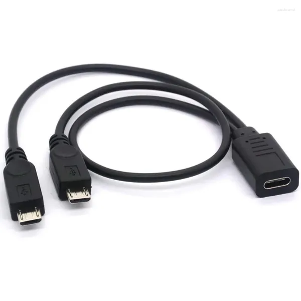 3,1 tipo C hembra al cable de datos masculino micro USB doble para tabletas y teléfonos