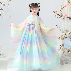 3-10-12 kerstjurk voor meisjes kinderen borduurg jurk jurken Chinese volkskinderen Hanfu feest prinses kostuums Fairy Cosplay 240403