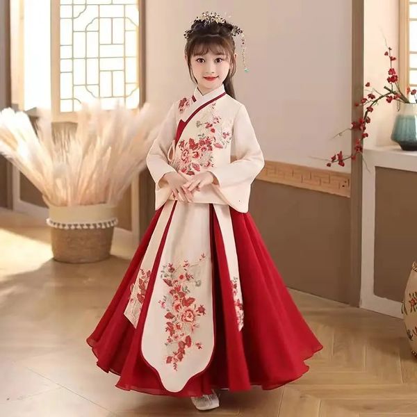 3 10 12T Robe de Noël pour enfants japonais et coréens Filles Kimono Chinois Traditionnel Vintage Ethnique Ancien Costume de Danse 231228