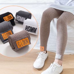 Leggings extensibles pour filles de 3 à 10 ans, avec lettres, vêtements d'automne pour bébés enfants, pantalons tricotés doux